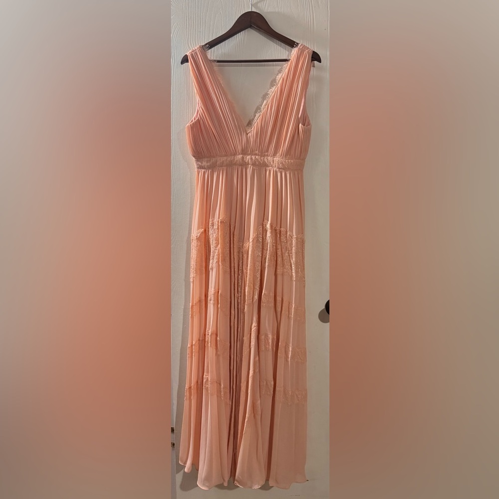 Peach Lace Panel Maxi Dress - Women